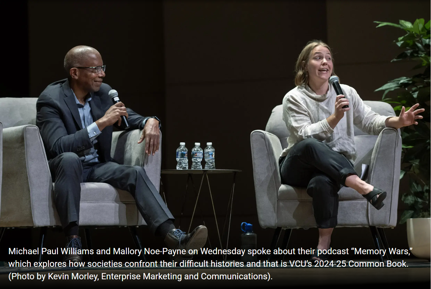 Mallory Noe-Payne and Michael Paul Williams deliver the V C U Common Book keynote address